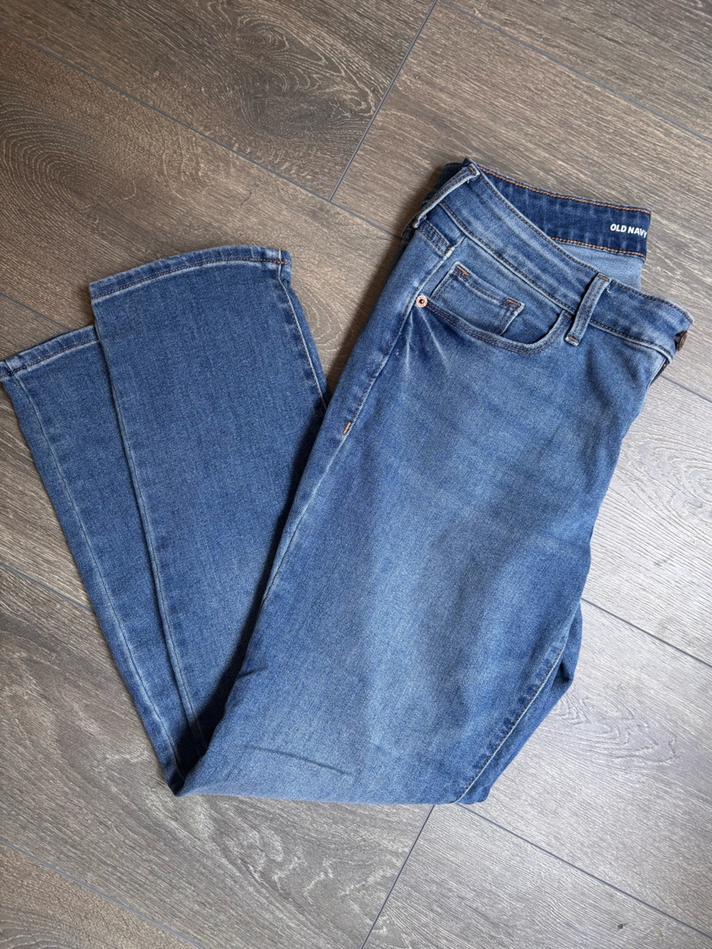 Old Navy Women's Bootcut Jeans in Medium Blue Denim- Power Slim Straight